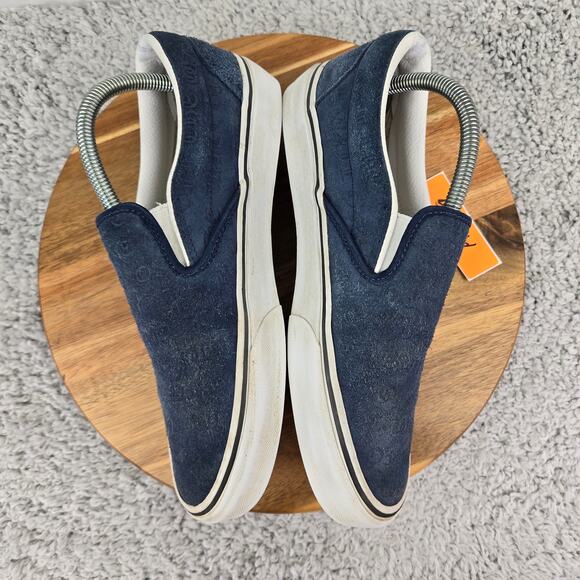 Vans Classic Slip On Deboss OTW Navy Suede Leather Casual Daily Sneaker Mens 8.5 - Picture 7 of 12